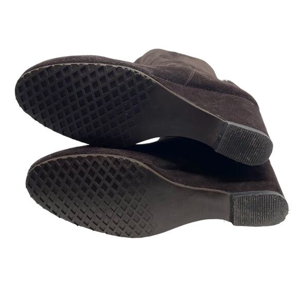 Pepe Jeans Suede Tall Wedge Heel Boots - Dark Brown - Size 40 - Picture 7 of 8